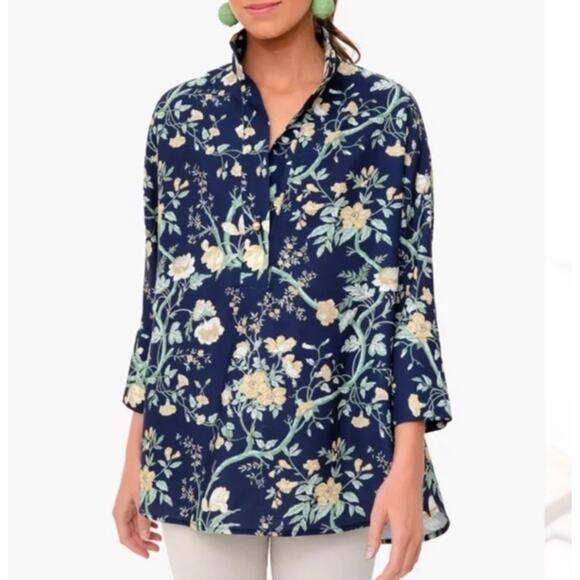 Tuckernuck Navy & Yellow Floral Button-Down Blouse
Size Small 100% Cotton - Picture 1 of 7